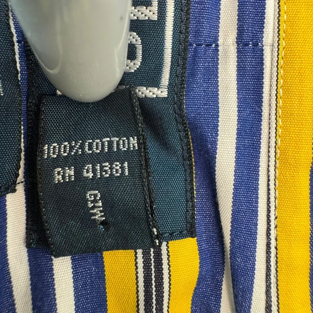 Polo Ralph Lauren Regent Classic Fit Strip Shirt Men XXL Yellow Navy Blue Cotton